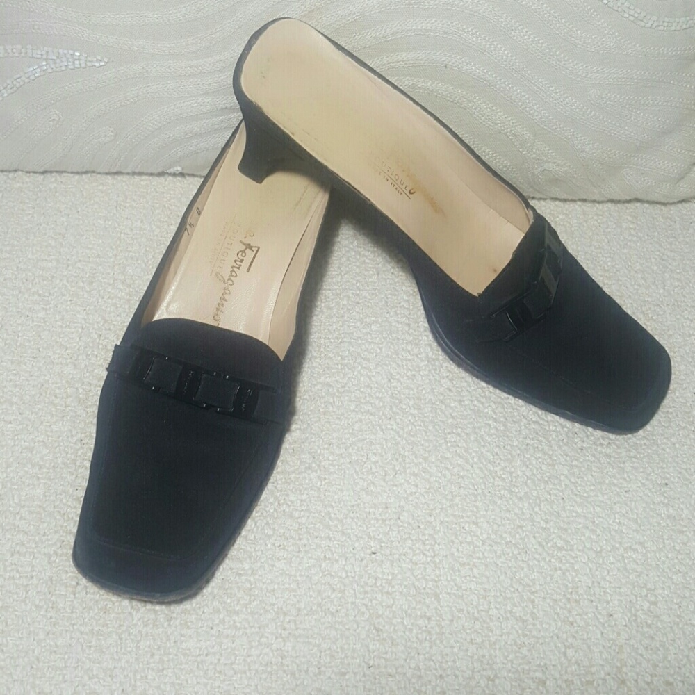 Ferragamo square toe/heel mules